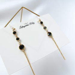 black line earrings 　樹脂イヤリング　ピアス　R&y192 2枚目の画像