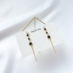 black line earrings 　樹脂イヤリング　ピアス　R&y192 4枚目の画像