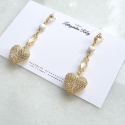 Gold heart earrings イヤリング ピアス 樹脂イヤリング  R&y138 8枚目の画像