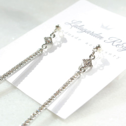 shining rhinestone bar earrings キラキラ ラインストーン バー イヤリング ピアス 樹脂 1枚目の画像