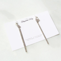 shining rhinestone bar earrings キラキラ ラインストーン バー イヤリング ピアス 樹脂 5枚目の画像