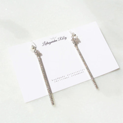 shining rhinestone bar earrings キラキラ ラインストーン バー イヤリング ピアス 樹脂 1枚目の画像