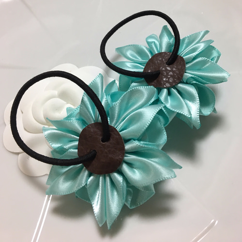 お花リボン ヘアゴム ティファニーブルー パール ヘアゴム CHICO 通販
