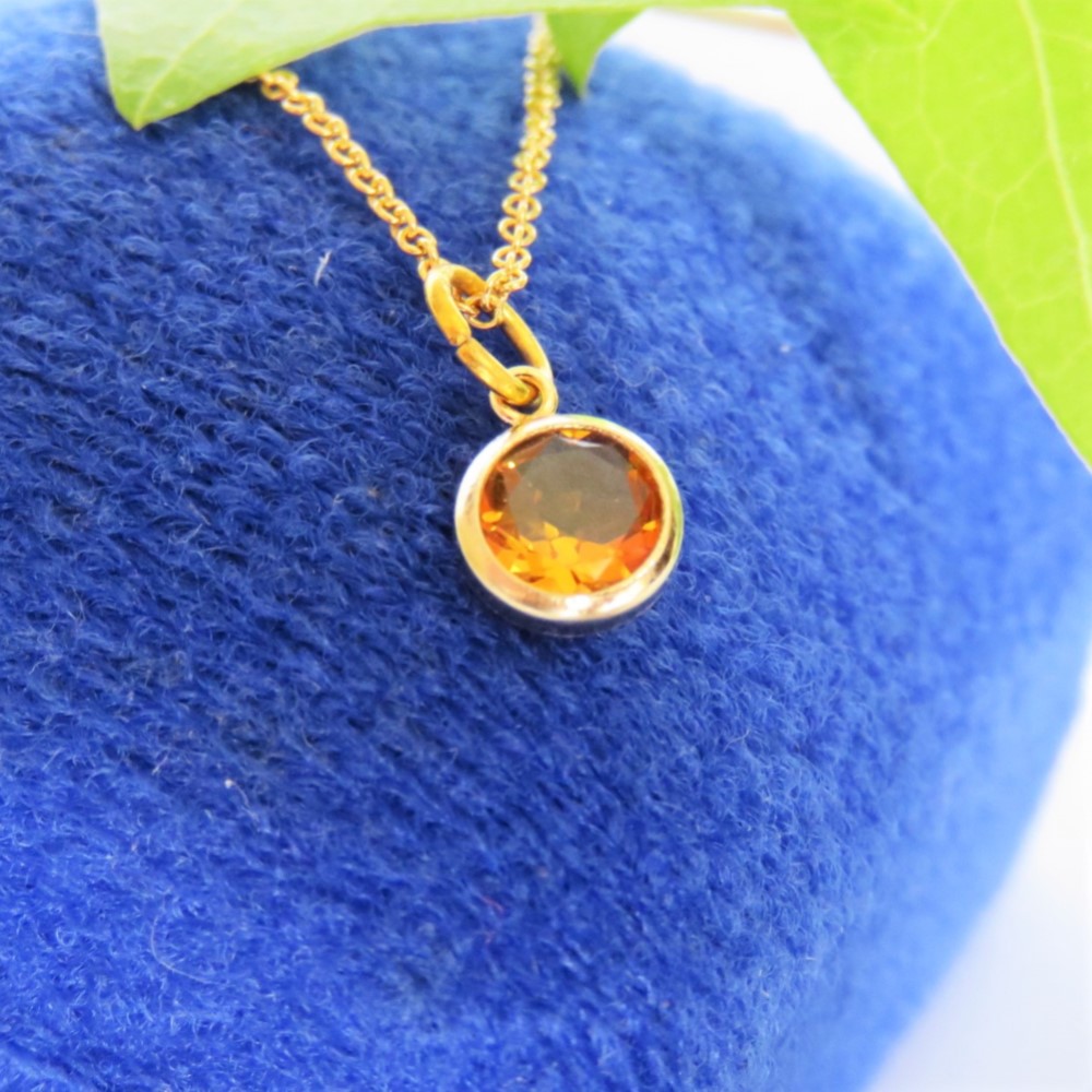 【１点限り】10K  シトリンのブリリアントカット ネックレス