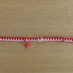 猫の首輪　赤×白　波型 3枚目の画像
