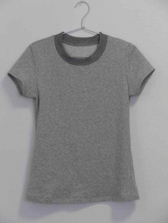 衿リブTシャツ　オーガニックコットン　グレー（受注生産） 1枚目の画像