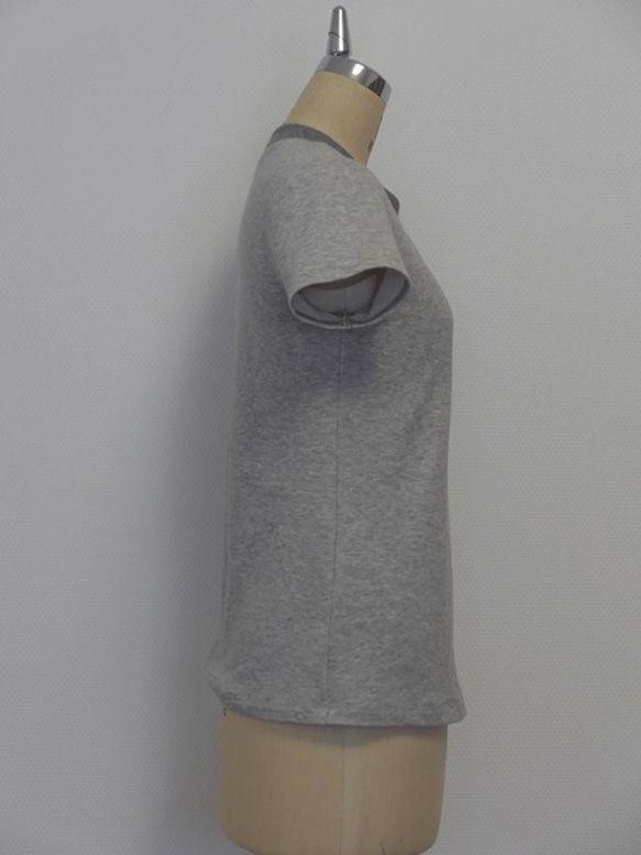 衿リブTシャツ　オーガニックコットン　グレー（受注生産） 3枚目の画像