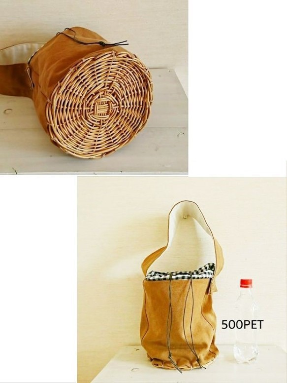 Creema限定 福袋★ いろいろ素材の巾着バッグ（レンガ）、横長トートバッグ 3枚目の画像