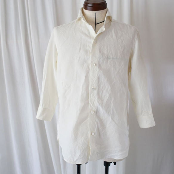 3/4 sleeve highcount linen Shirts７分袖ハイカウントリネンシャツ 5枚目の画像