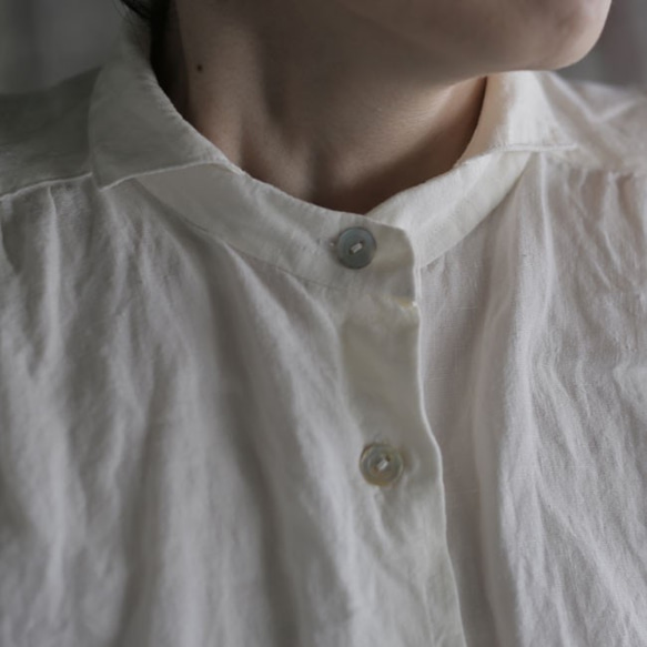 ladies' 3/4 sleeve linen Shirtsレディース７分袖ハイカウントリネンシャツ 3枚目の画像