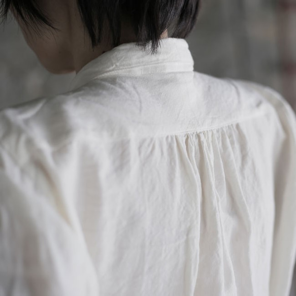 ladies' 3/4 sleeve linen Shirtsレディース７分袖ハイカウントリネンシャツ 5枚目の画像