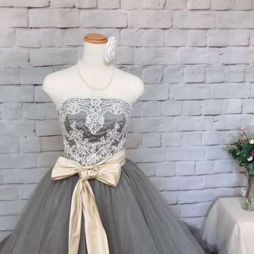 バレエ　グレー　チュチュ120cm台 4着まとめ　袖、冠ネックレス付 No1 ピアノ発表会 結婚式用 子どもドレス 重なるチュールグレードレス