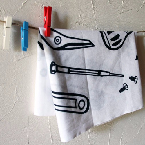 綿100%】本染め手ぬぐい 工具ならべ【日本製】 ハンカチ・手ぬぐい 靑