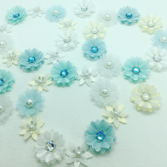 お花シール❁︎40枚❁︎blue×white 2枚目の画像