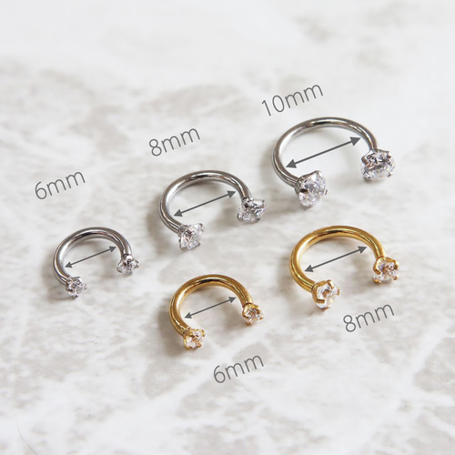 インターナル ボディピアス ステンレス ネジ式 ダブルジュエル