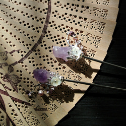 【墨徽閣】逐鹿髮簪(紫水晶+鍍銀簪)-2 第2張的照片