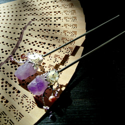 【墨徽閣】逐鹿髮簪(紫水晶+鍍銀簪)-2 第3張的照片