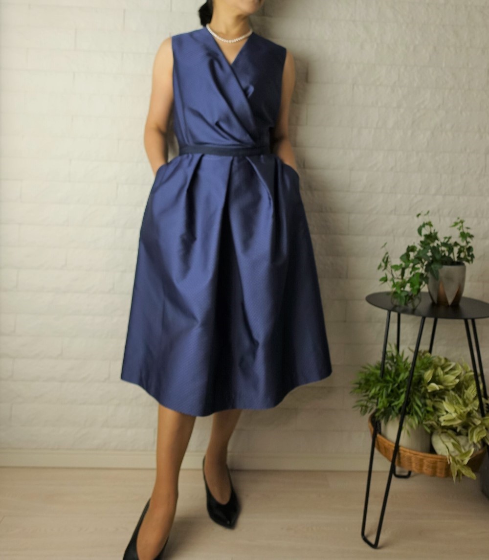 ただいま20％OFF セットアップでも単品でも!!タック＆ギャザースカート　素材名:七宝つなぎ（パープル／ネイビー） 10,771円