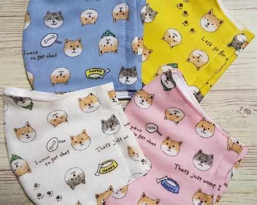 No.247 オーダーマスク　ハンドメイド　柴犬　おにぎり　おまとめ割 ＋1枚キャンペーン】☆柴犬マスク☆選べる2枚 セット☆生地入荷