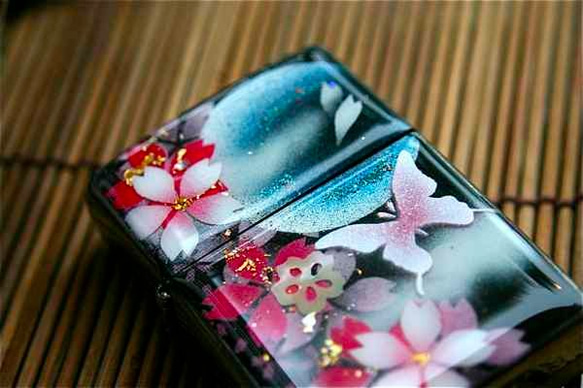 【送料無料】匠の技！和柄ジッポ「雨」和風zippoライター 2枚目の画像