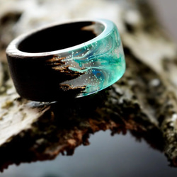 [免費送貨]工藝！天然木材樹脂“ Ring”的特殊戒指配件按所需的戒指尺寸製造！您也可以製作不同的顏色！ 第2張的照片