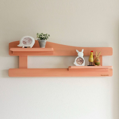 すのこウェーブのウォールシェルフ ピンク ／壁掛け／飾り棚 壁掛け