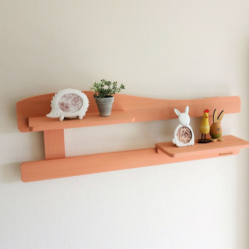 すのこウェーブのウォールシェルフ ピンク ／壁掛け／飾り棚 壁掛け