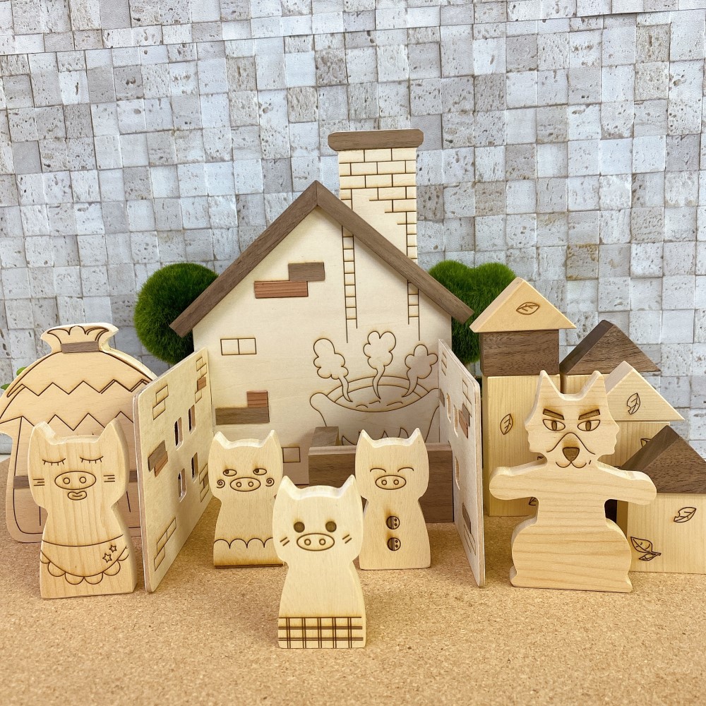 三匹のこぶた☆木のお家 ガーデンオーナメント ソーラーライト 3匹のこぶた 木の家