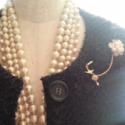 棉珍珠花花束/胸針（黃色） 第5張的照片