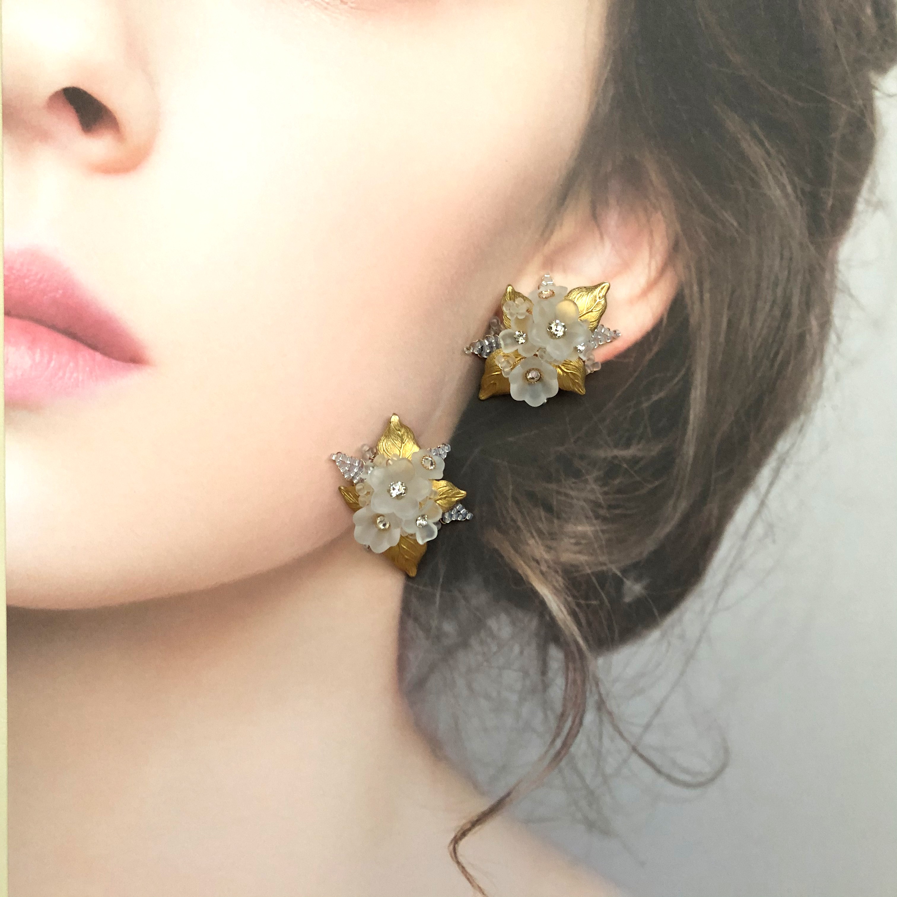 紫陽花のブーケ・イヤリング(ピアス可)