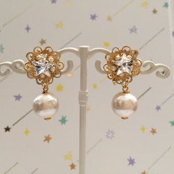 訂單生產]星辰廣場星和珠寶耳環綿珍珠（基斯卡）耳環就緒 第1張的照片