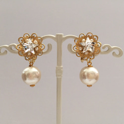 訂單生產]星辰廣場星和珠寶耳環綿珍珠（基斯卡）耳環就緒 第2張的照片