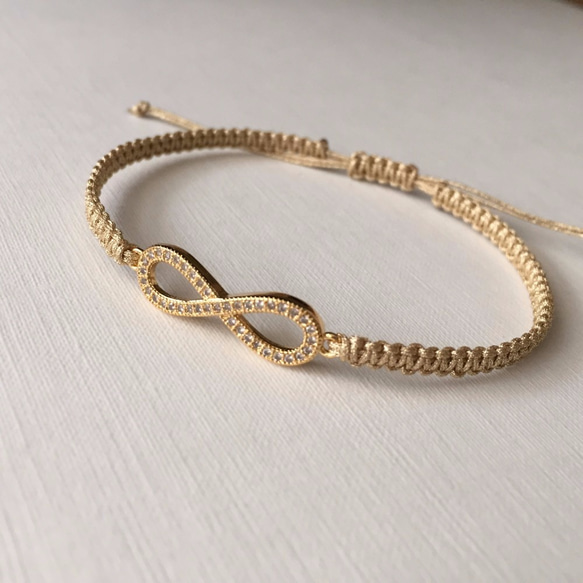 [定制] Infinity Charm Cord 手鍊（金色） 第1張的照片