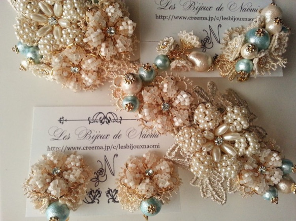 訂單生產]棉花珍珠花束Iyakafu（水藍） 第4張的照片