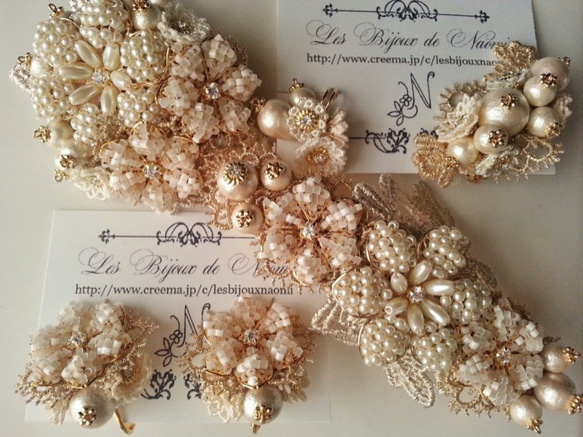 [定制訂單]棉珍珠花花束/耳環S（奇斯卡） 第3張的照片
