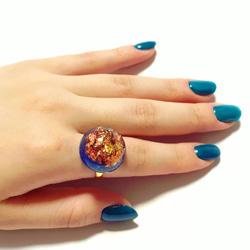 ガラスドーム  リング 指輪 マリンブルー 4枚目の画像