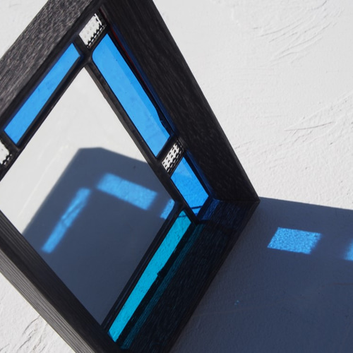 ステンドグラスの鏡・ブルー その他インテリア雑貨 うたたね工房 通販