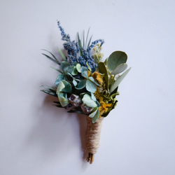Dry flower mini bouquet & Boutonnière ~something blue ~ 3枚目の画像