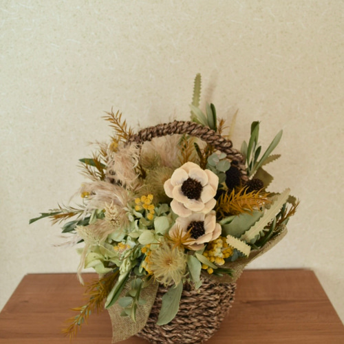 ドライフラワーかごアレンジ Yellow＊一部地域送料無料＊ ドライ