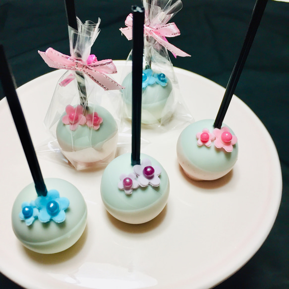 春色♬パステルフラワーケーキポップ3色×3本セット 2枚目の画像