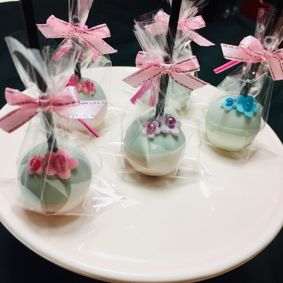 春色♬パステルフラワーケーキポップ3色×3本セット 4枚目の画像