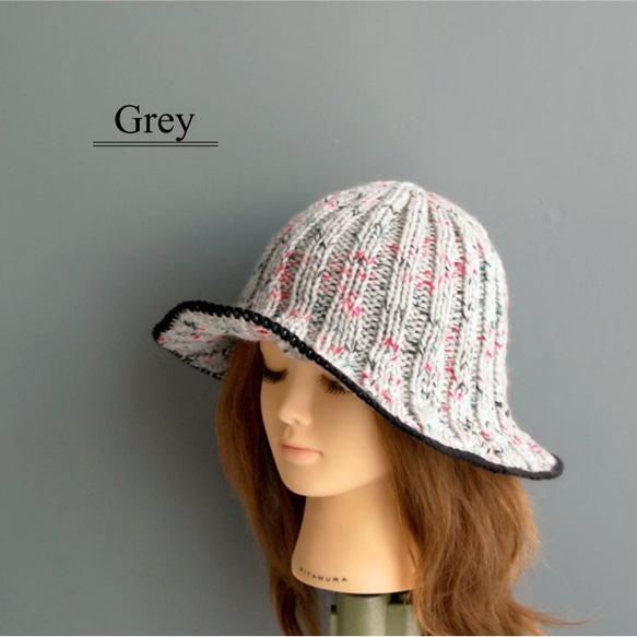 【手編みキット】 Knit Hat  / Grey (glittknit-2) 1枚目の画像