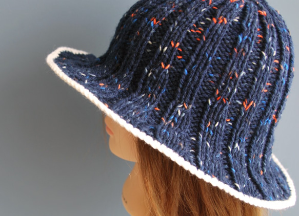 【手編みキット】 Knit Hat  / Navy (glittknit-2) 5枚目の画像