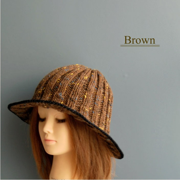 【手編みキット】 Knit Hat  / Brown (glittknit-2) 1枚目の画像
