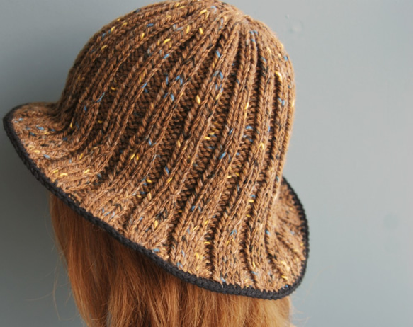 【手編みキット】 Knit Hat  / Brown (glittknit-2) 2枚目の画像