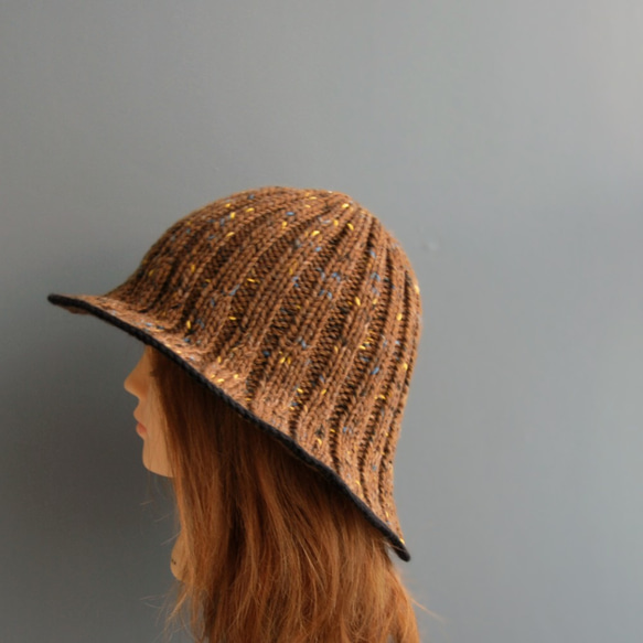 【手編みキット】 Knit Hat  / Brown (glittknit-2) 8枚目の画像