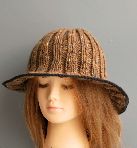 【手編みキット】 Knit Hat  / Brown (glittknit-2) 9枚目の画像