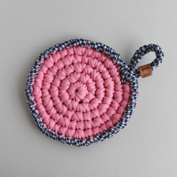 Crochet 鍋敷き / pink 2枚目の画像