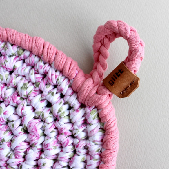 Crochet 鍋敷き /  pinkflower 3枚目の画像