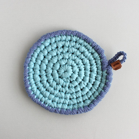 Crochet 鍋敷き / blue 2枚目の画像